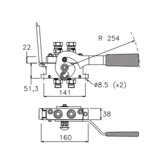 Multikuppler 2PB06 Mobilteil 2 x 1/2" IG