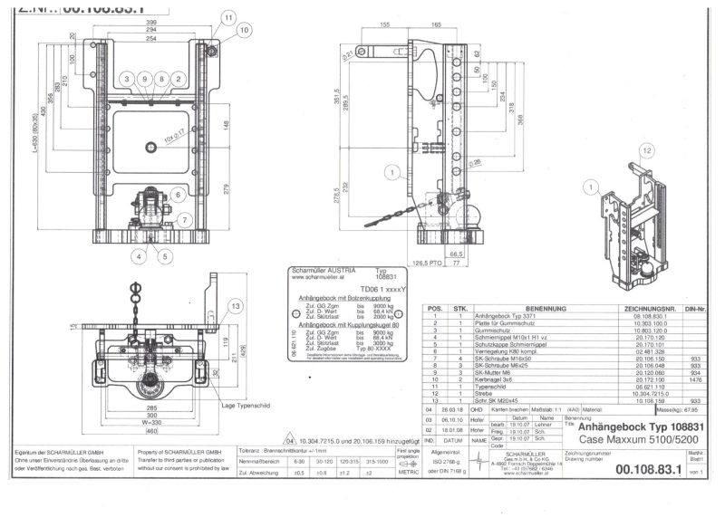 Anhängebock für Case Maxxum und McCormick