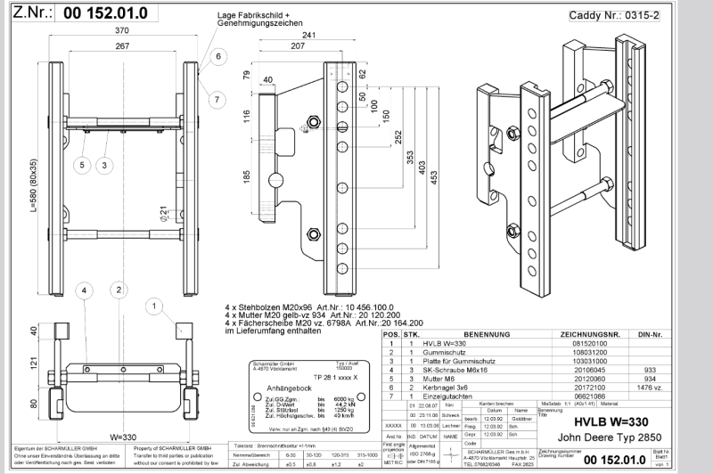 Scharmüller Anhängebock John Deere 2850 (00.152.01.0-A17)