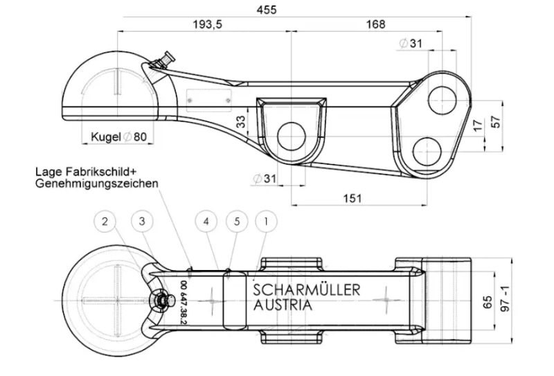 Kugelzugöse K80 Scharmüller 00.647.38.2-A02 absteckbar für Krone