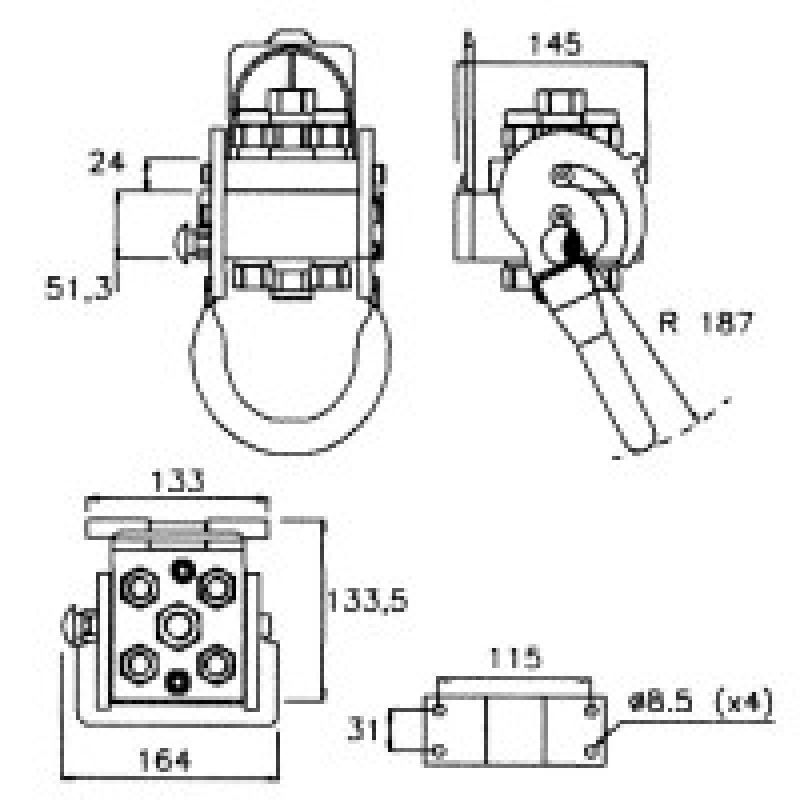 Multikuppler 506 8xEM 15L Fixteil und Mobilteil + Elektrostecker ( 3 polig )